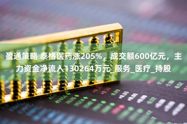 盈通策略 泰格医药涨205%，成交额600亿元，主力资金净流入130264万元_服务_医疗_持股
